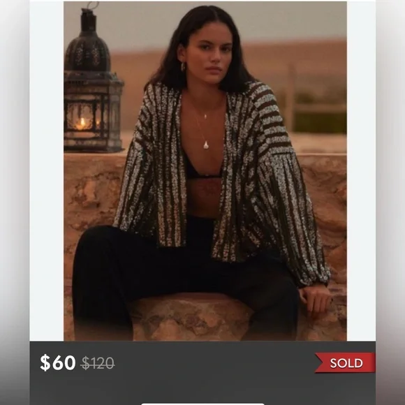 Anthropologie Silver Sequin Jacket - Picture 3 of 3